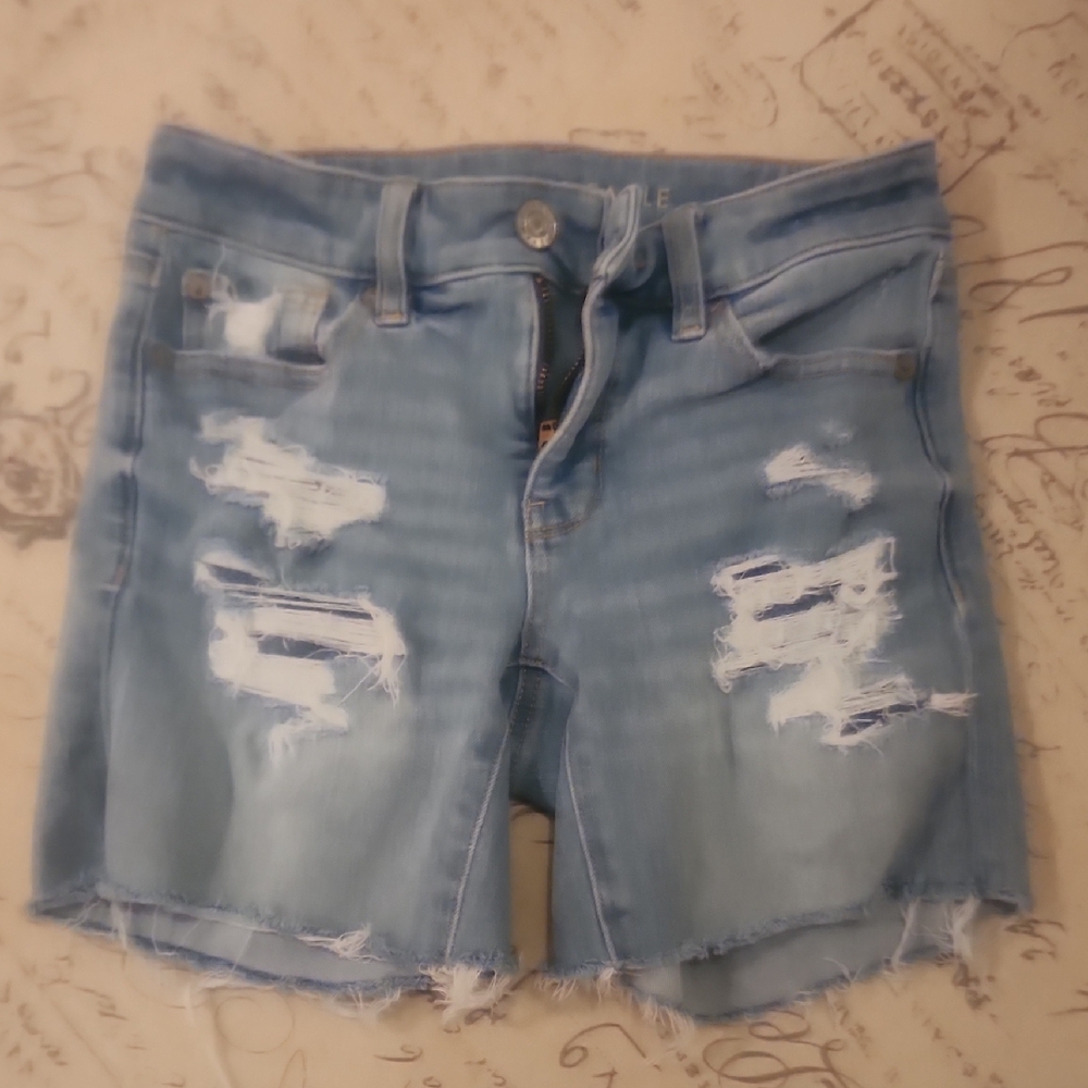 American Eagle Outfitters Blue Jean Shorts Distressed Style